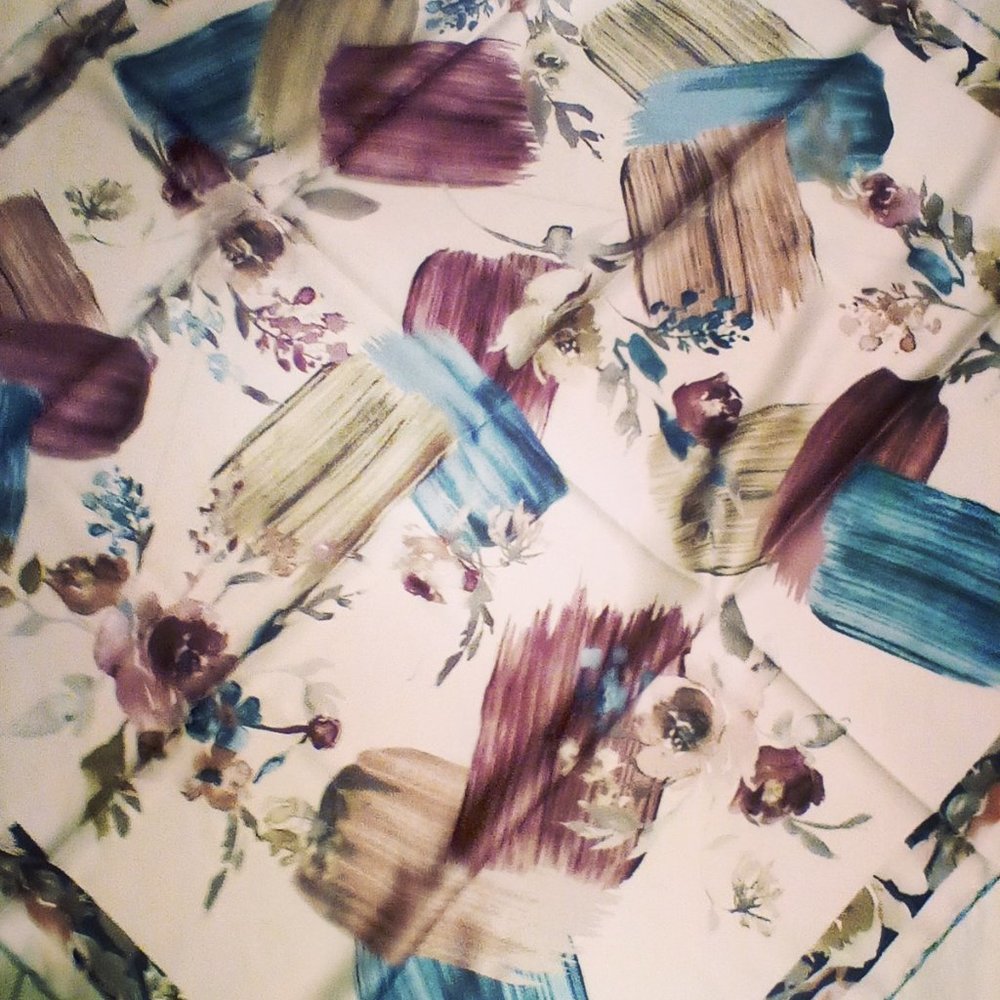 Silky Square Scarf Pink Blue Paintrokes